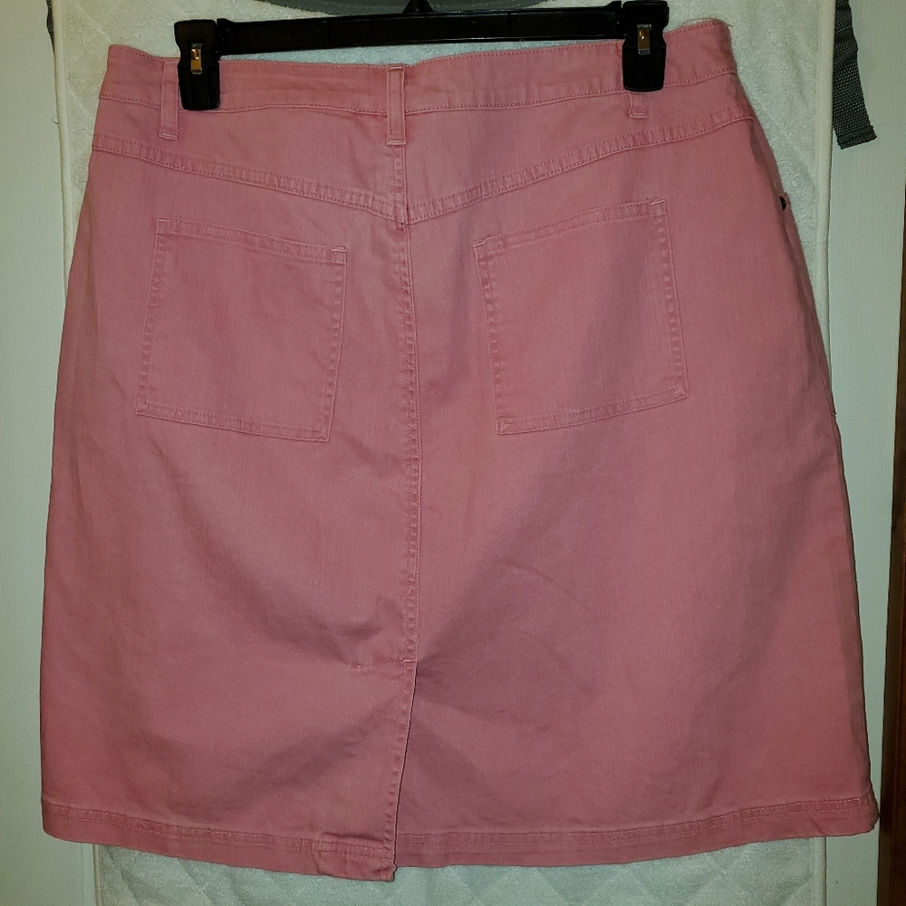 16W CJ Banks coral pink 4 pocket denim skirt NWT New - Picture 2 of 8